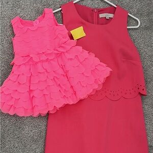 Charming Pink Layered Kids and Women’s Dresses